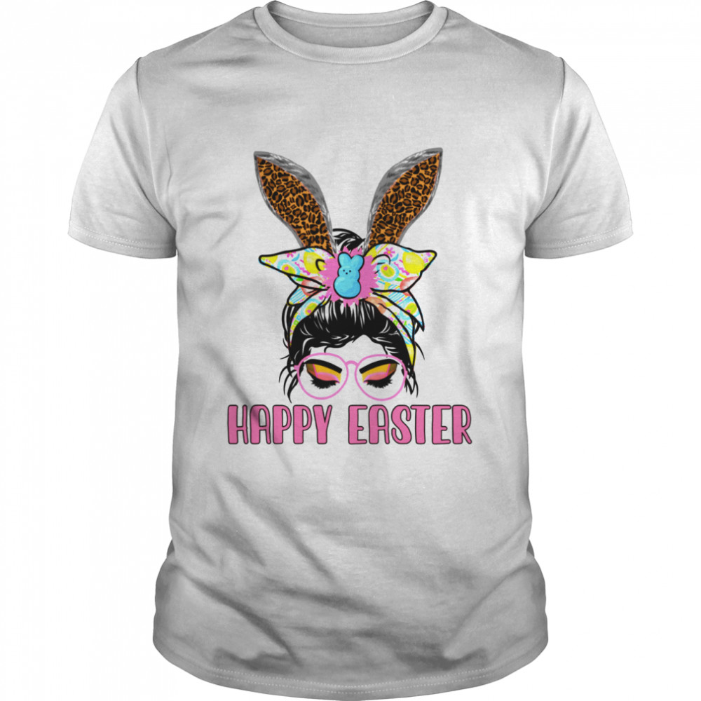 Easter happy glasses bunny ears cheetah  Classic Men's T-shirt