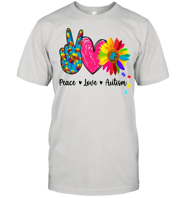 Peace Love Autism Puzzle Autism Awareness  Classic Men's T-shirt