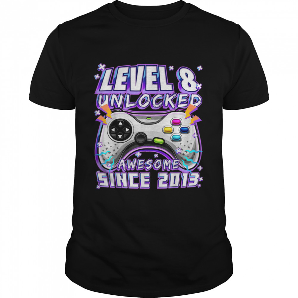 Level 8 Unlocked Awesome 2013 Video Game 8th Birthday  Classic Men's T-shirt