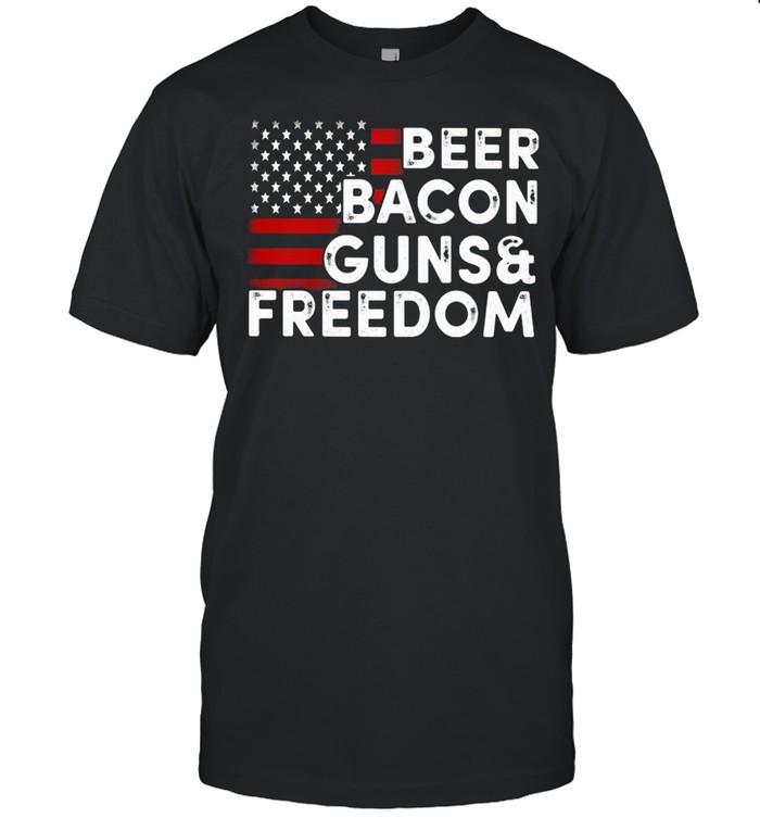 Beer Bacon Guns Freedom American Flag Classic Men's T-shirt