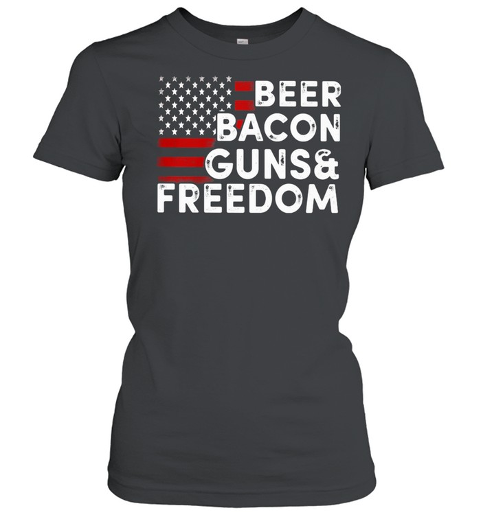 Beer Bacon Guns Freedom American Flag Classic Women's T-shirt