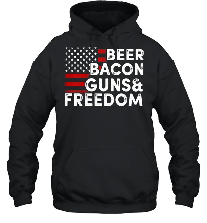 Beer Bacon Guns Freedom American Flag Unisex Hoodie