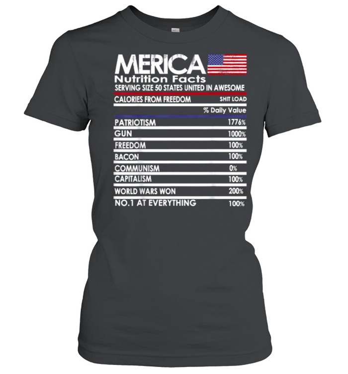 Merica Nutrition Facts 4th of July Idea Funny Proud American T- Classic Women's T-shirt