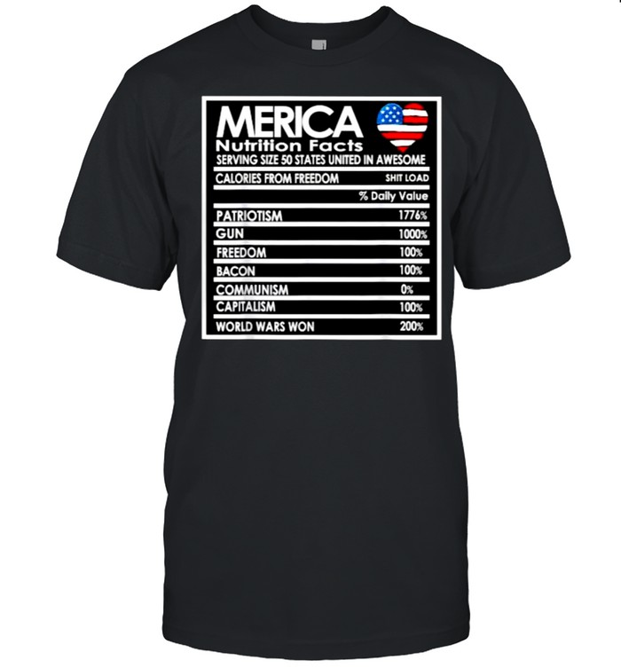 Merica Nutrition Facts Heart Flag 4th of July Proud American T- Classic Men's T-shirt