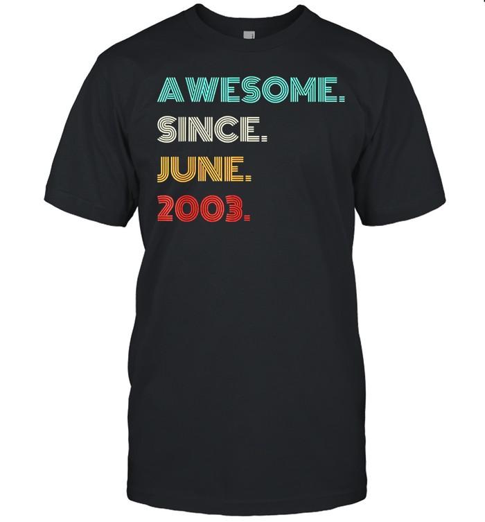 18th Birthday Awesome Since June 2003 18 Year Old Boys Girls shirt Classic Men's T-shirt