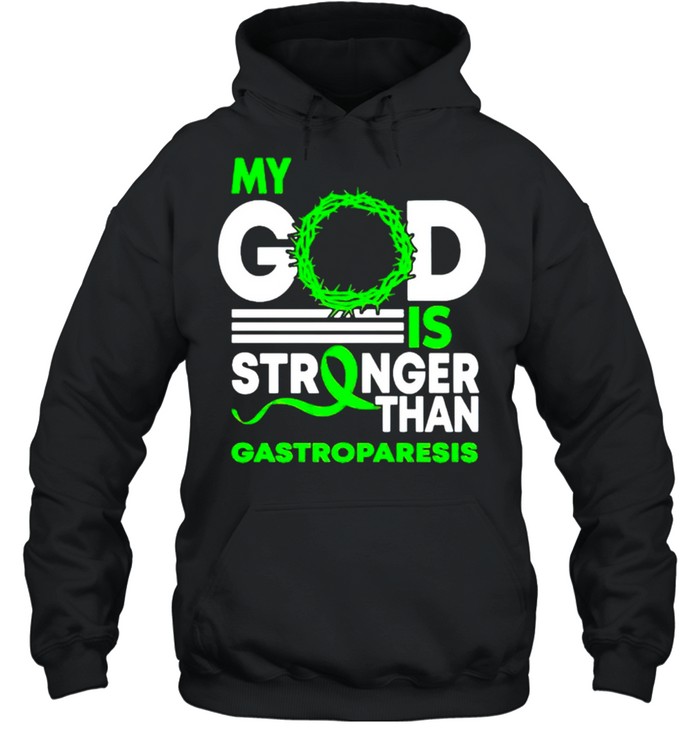 My God is stronger than Gastroparesis Awareness Ribbon shirt Unisex Hoodie
