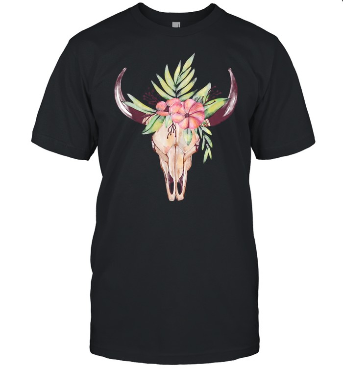 Cow Head Skull Buffalo Bull Floral Animals T-shirt Classic Men's T-shirt