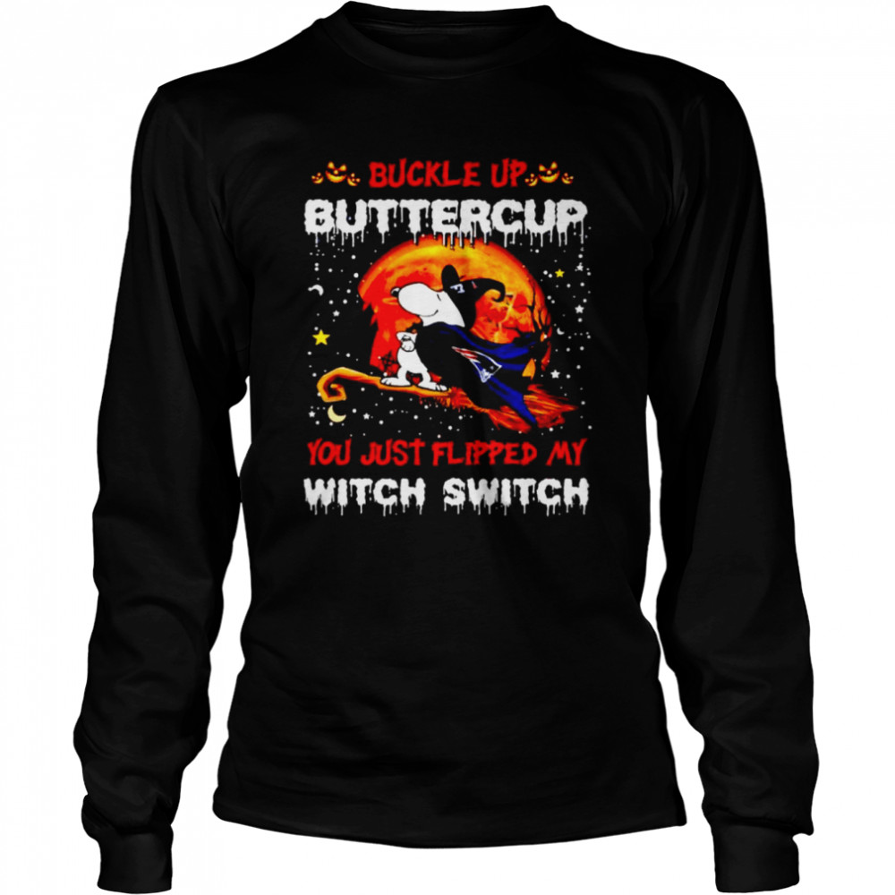 Snoopy Patriots buckle up buttercup you just flipped Halloween shirt Long Sleeved T-shirt