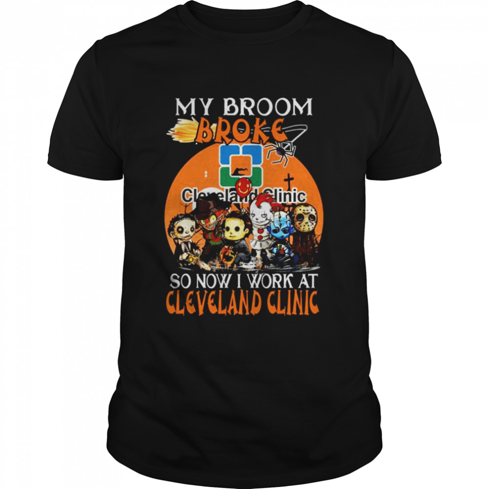 Chibi Horror characters my broom broke so now I work at Cleveland Clinic Halloween shirt Classic Men's T-shirt