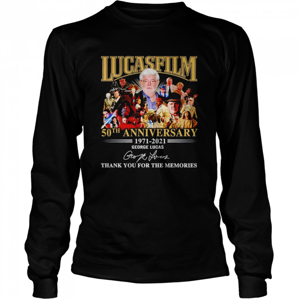 Lucasfilm 50th anniversary 1971 2021 George Lucas signature thank you for the memories shirt Long Sleeved T-shirt