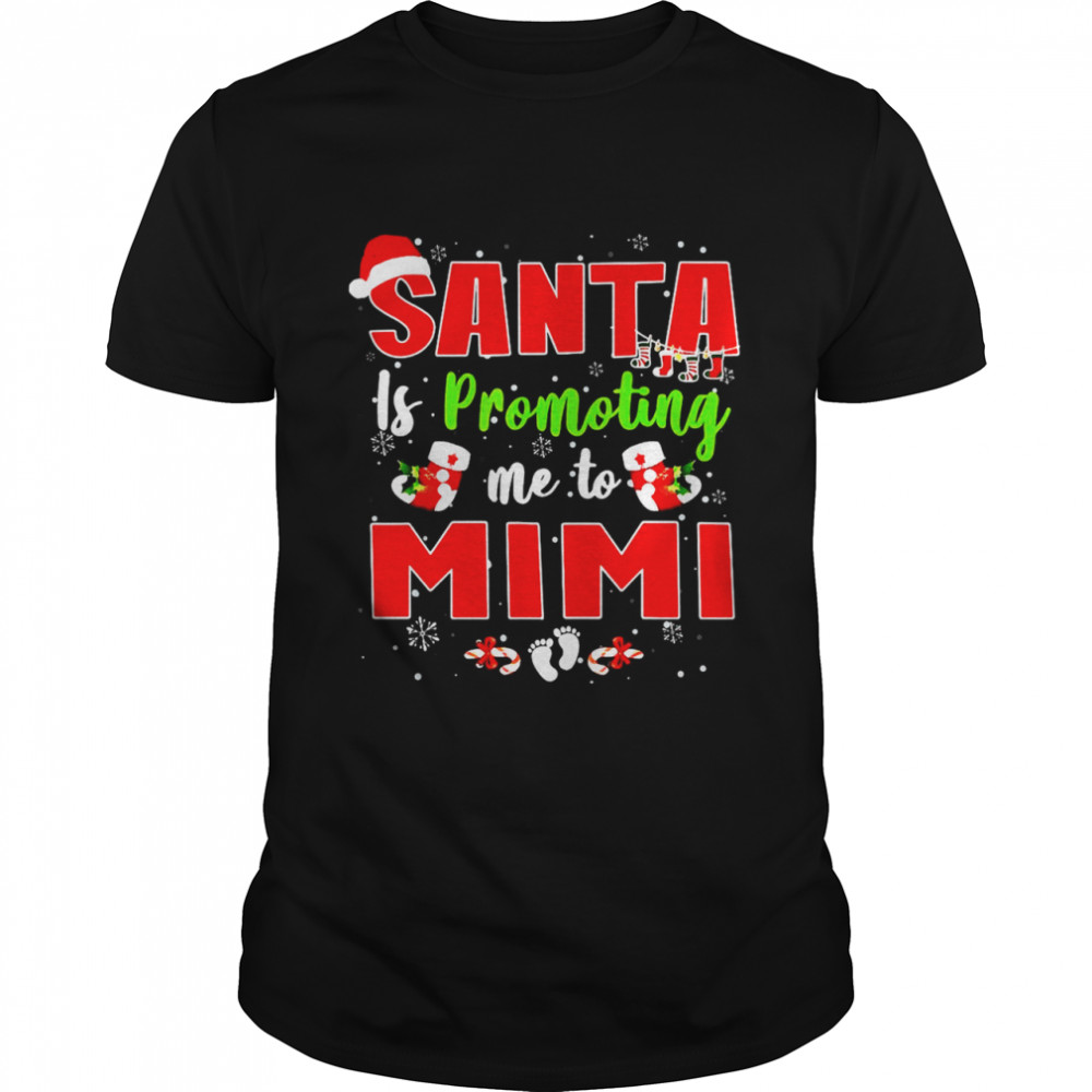 Santa Is Promoting Me To Mimi Footprint Pregnancy Pajamas T-shirt Classic Men's T-shirt