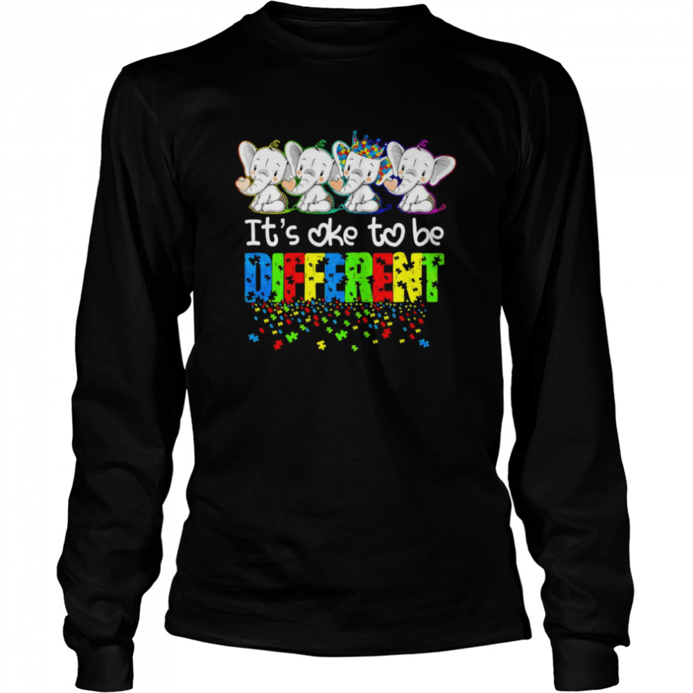 Autism Elephants It’s Ok To Be Different Awareness  Long Sleeved T-shirt
