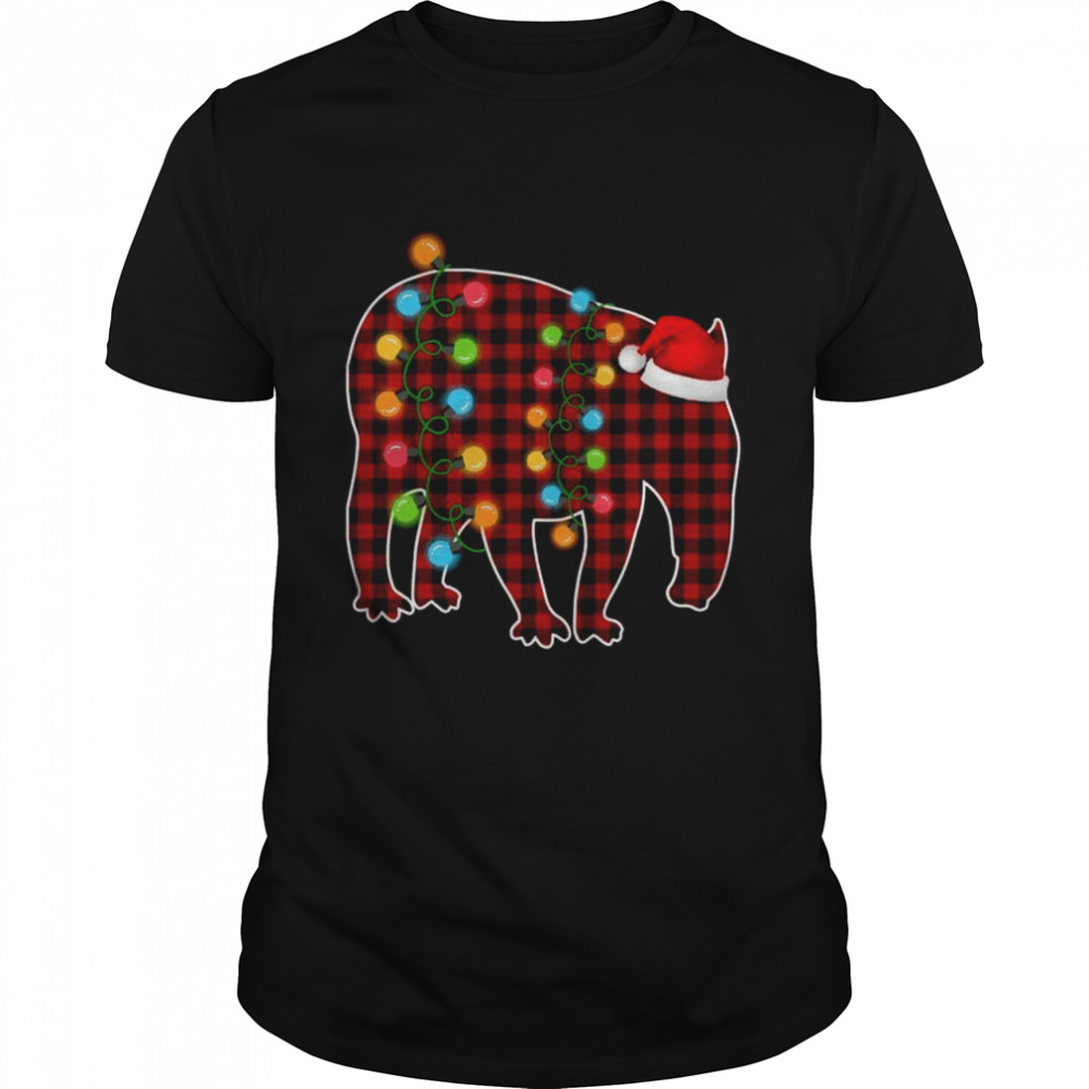 Christmas Lights Tapir Animals Red Plaid  Classic Men's T-shirt
