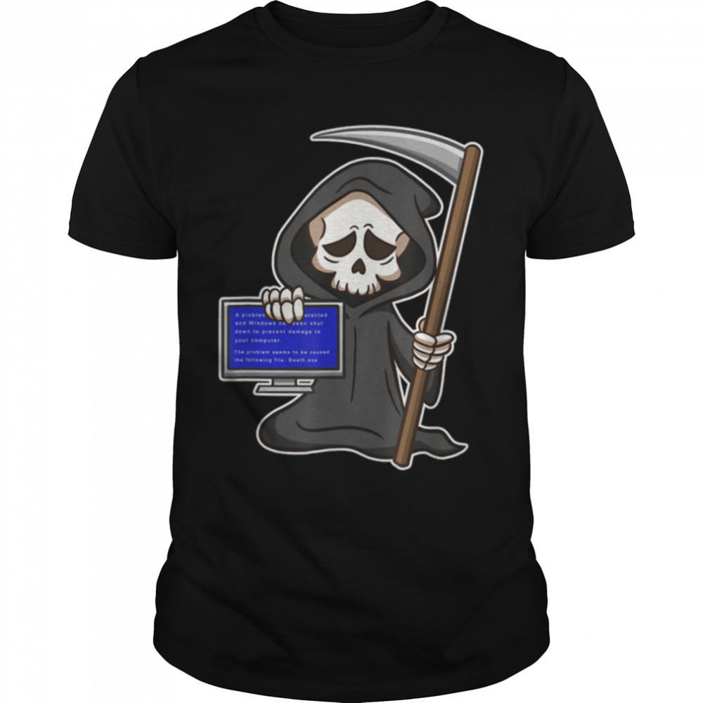 Blue Screen of Death - Funny Reaper - Halloween Horror T- B09JZRC3XF Classic Men's T-shirt