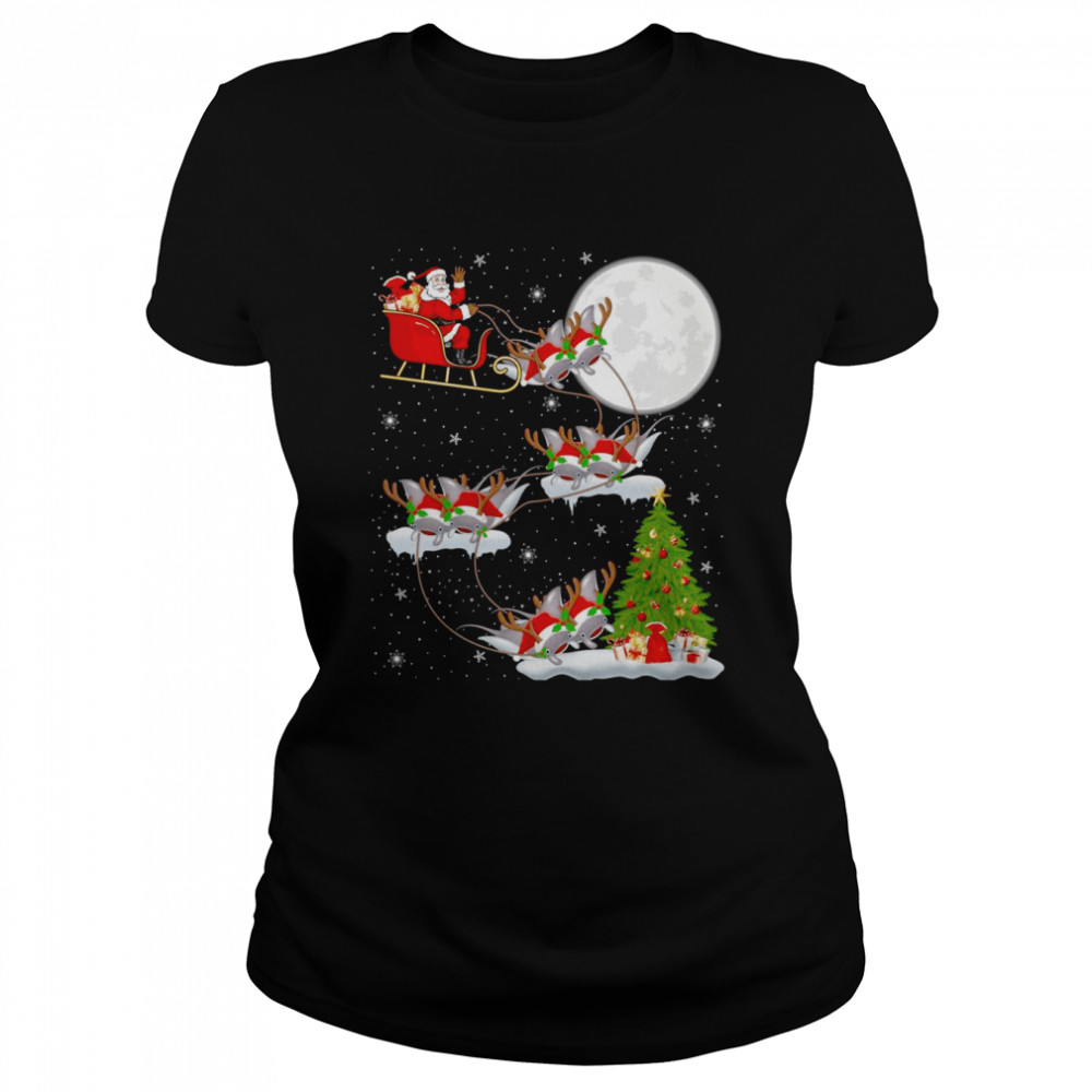 Xmas Lighting Tree Santa Riding Stingray Fish Christmas  Classic Women's T-shirt