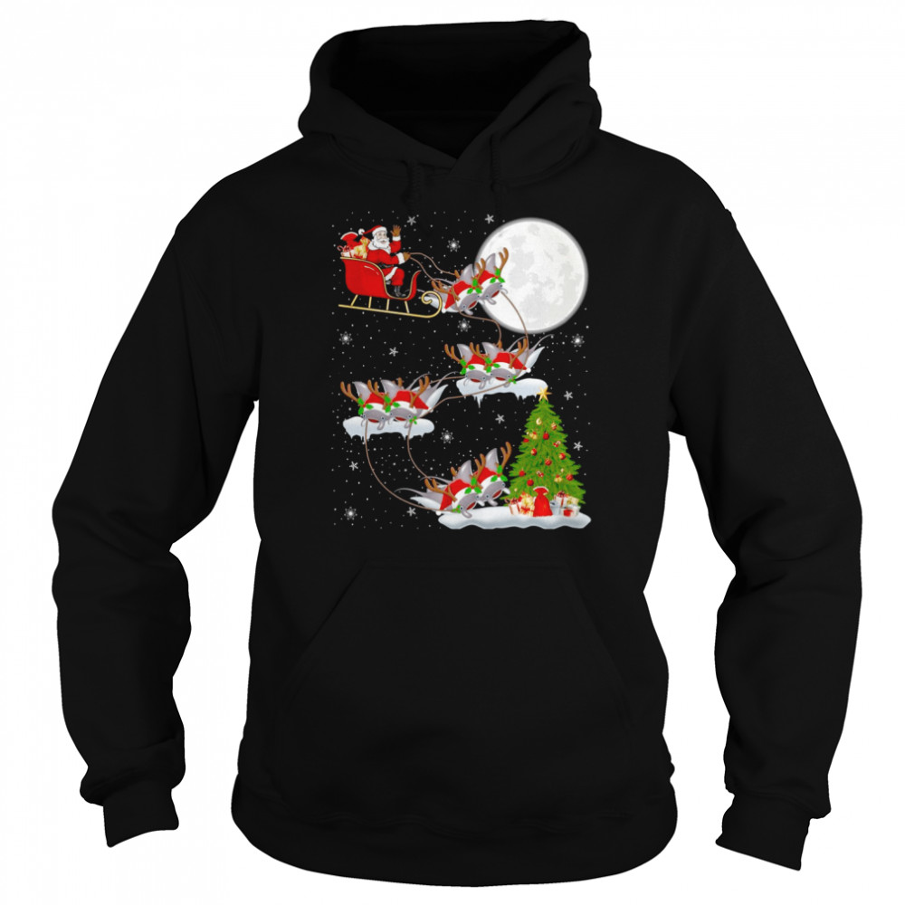 Xmas Lighting Tree Santa Riding Stingray Fish Christmas  Unisex Hoodie