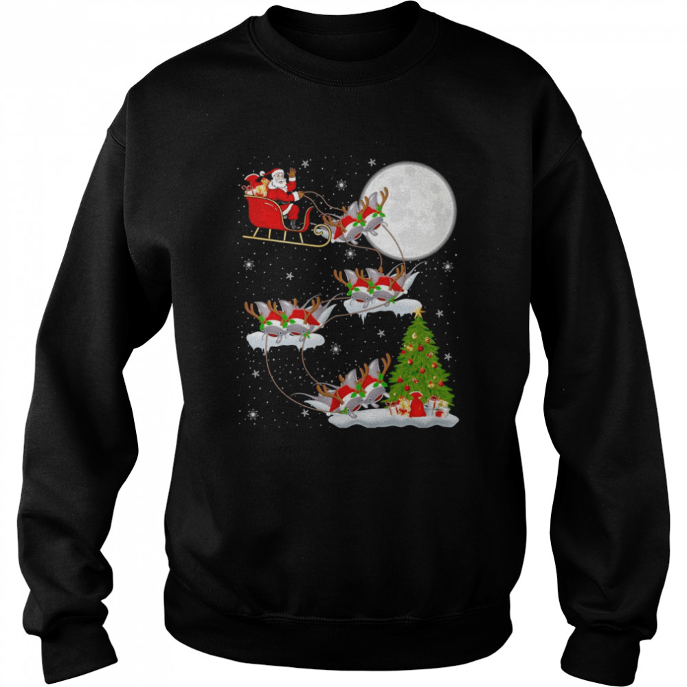 Xmas Lighting Tree Santa Riding Stingray Fish Christmas  Unisex Sweatshirt