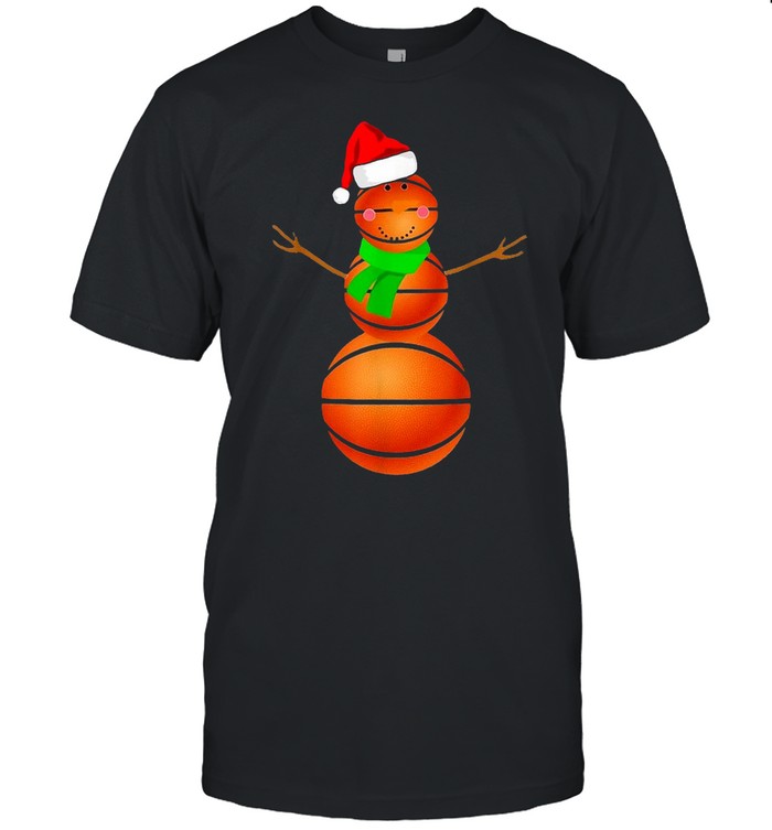 Basketball Snowman Christmas Snow Santa Hat Scarf Holiday Sweater T-shirt Classic Men's T-shirt