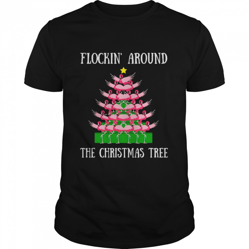 Flockin’ Around The Christmas Tree Lights Flamingo Sweater  Classic Men's T-shirt