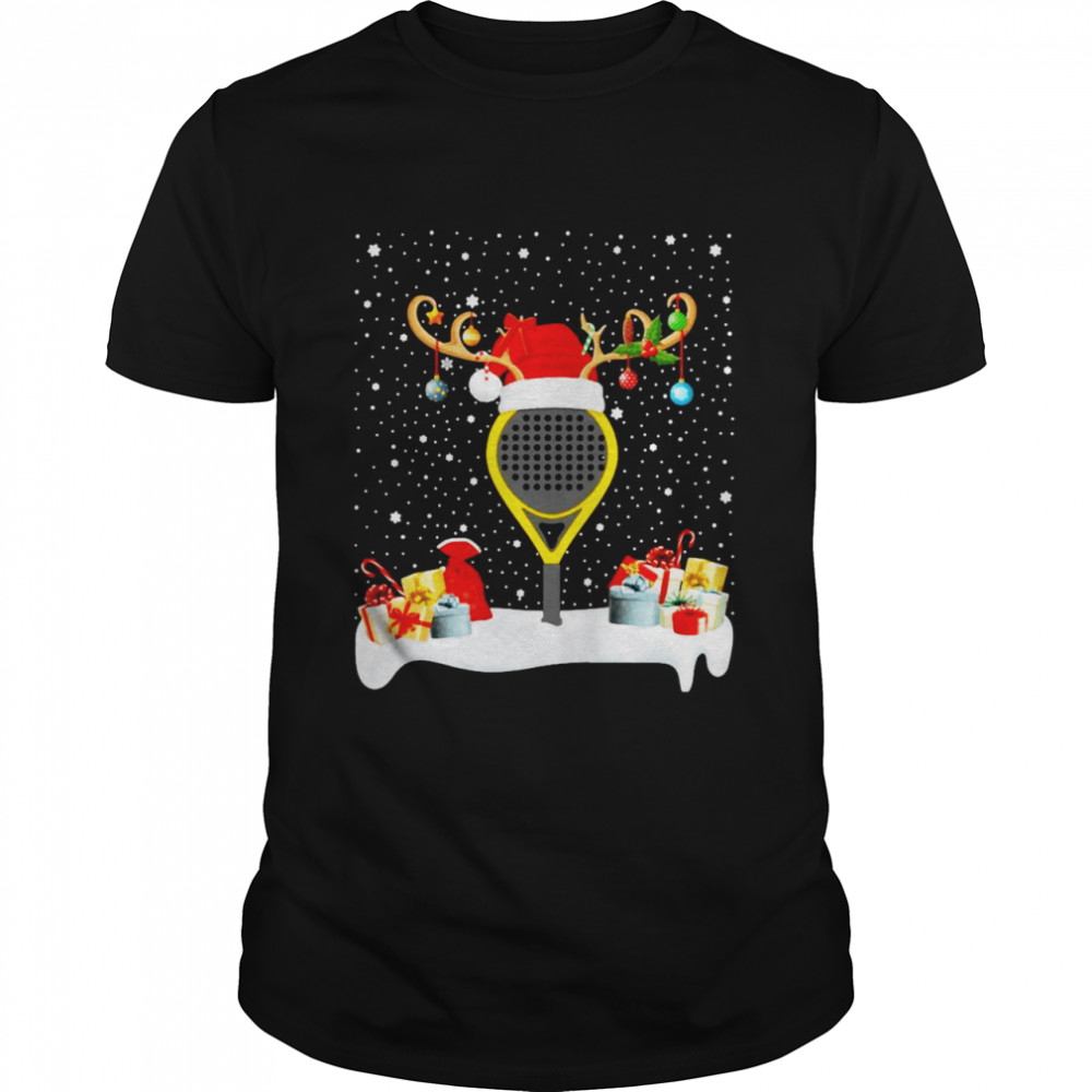 Xmas Lighting Reindeer Santa Hat Padel Christmas Sweater T-shirt Classic Men's T-shirt
