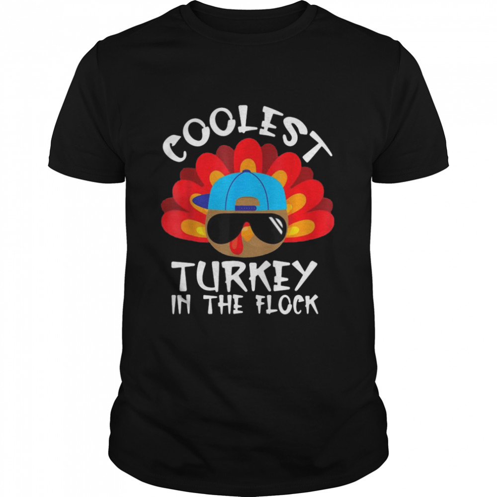 Coolest Turkey In The Flock Thanksgiving Boys Kids Toddler  Classic Men's T-shirt