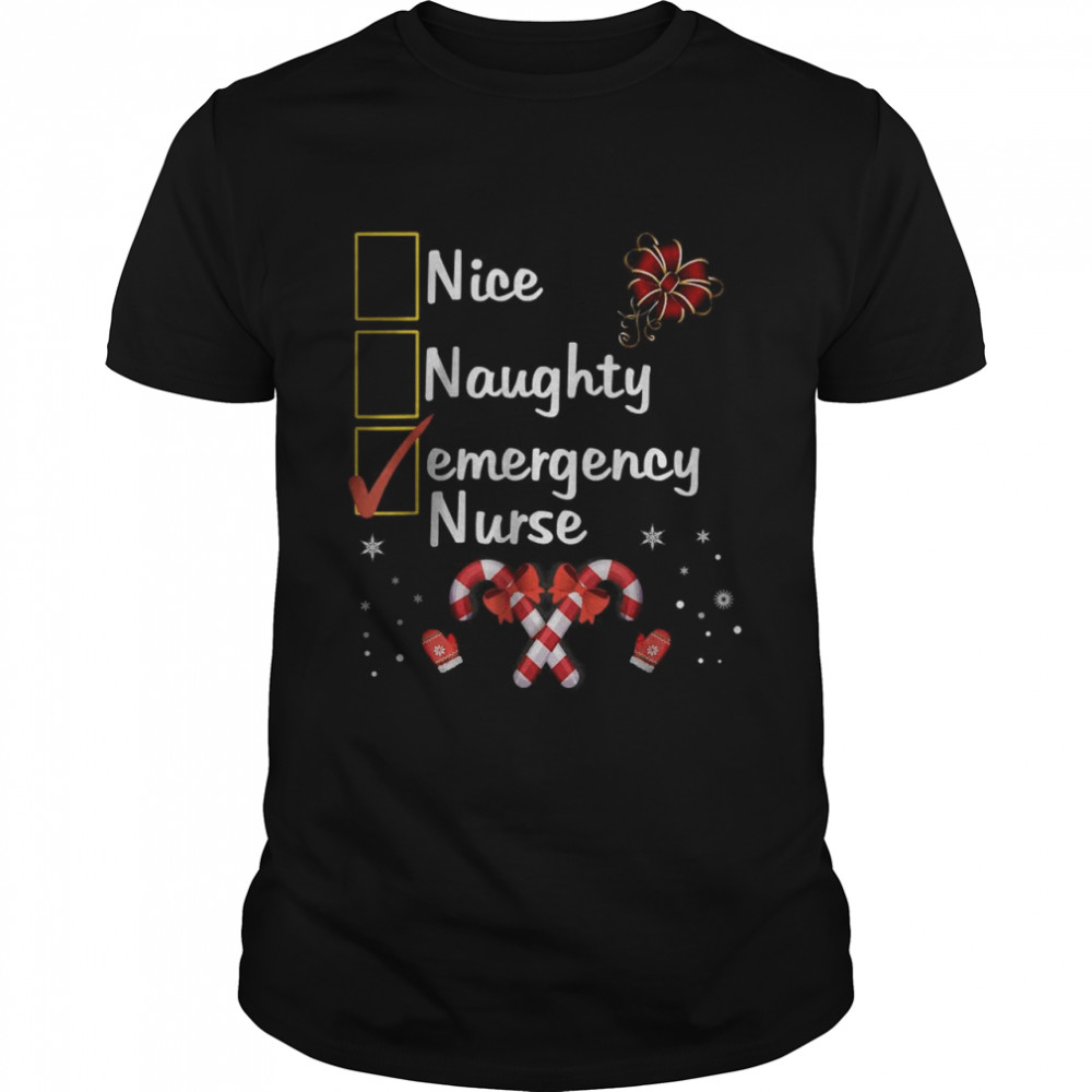 Nice Naughty Emergency Nurse Funny Christmas Santa Checklist T- Classic Men's T-shirt