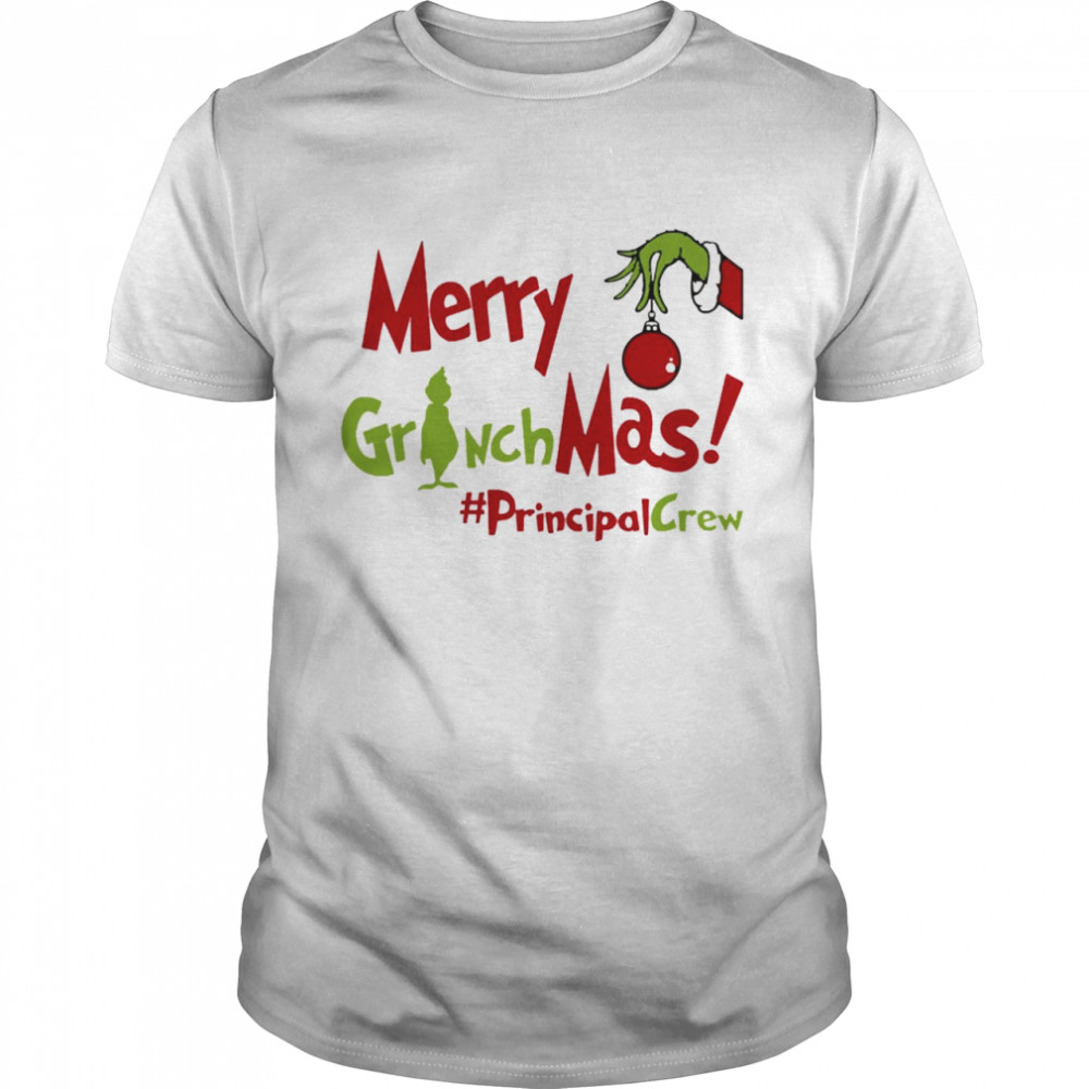 Merry Grinchmas Principal Crew Teacher Christmas Sweater  Classic Men's T-shirt