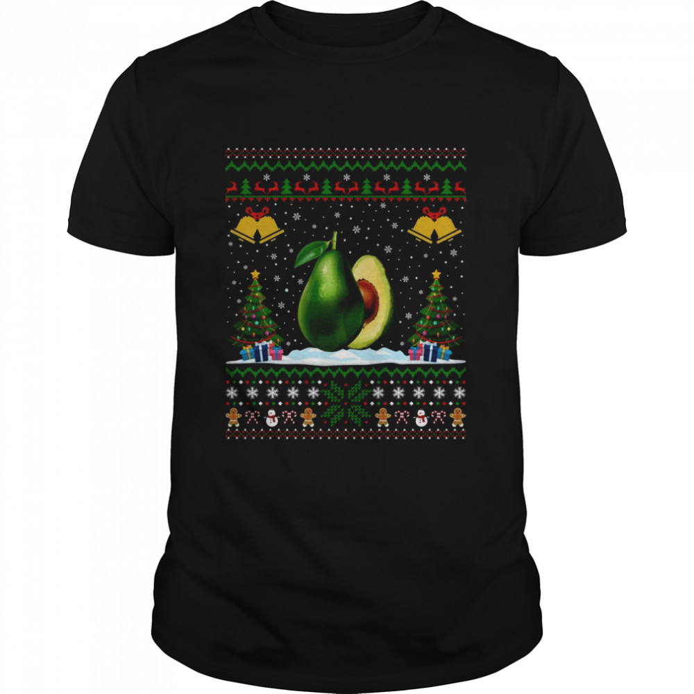 Santa Hat Avocado Fruit Xmas Lighting Ugly Avocado Christmas  Classic Men's T-shirt