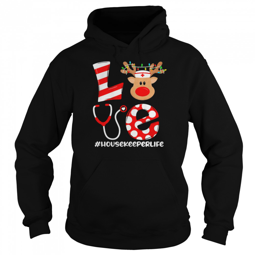 Christmas Nurse Love Housekeeper Santa Reindeer Nurse Hat Elf Sweater  Unisex Hoodie
