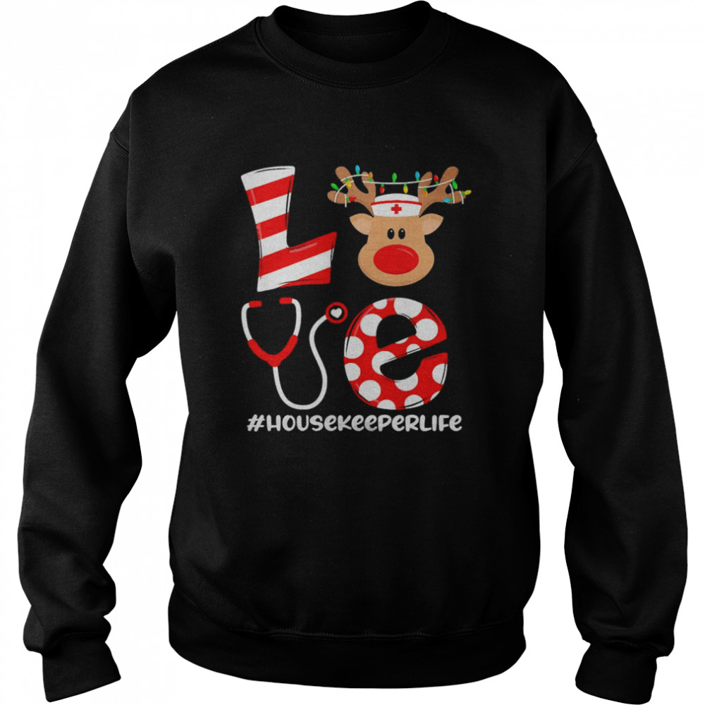 Christmas Nurse Love Housekeeper Santa Reindeer Nurse Hat Elf Sweater  Unisex Sweatshirt