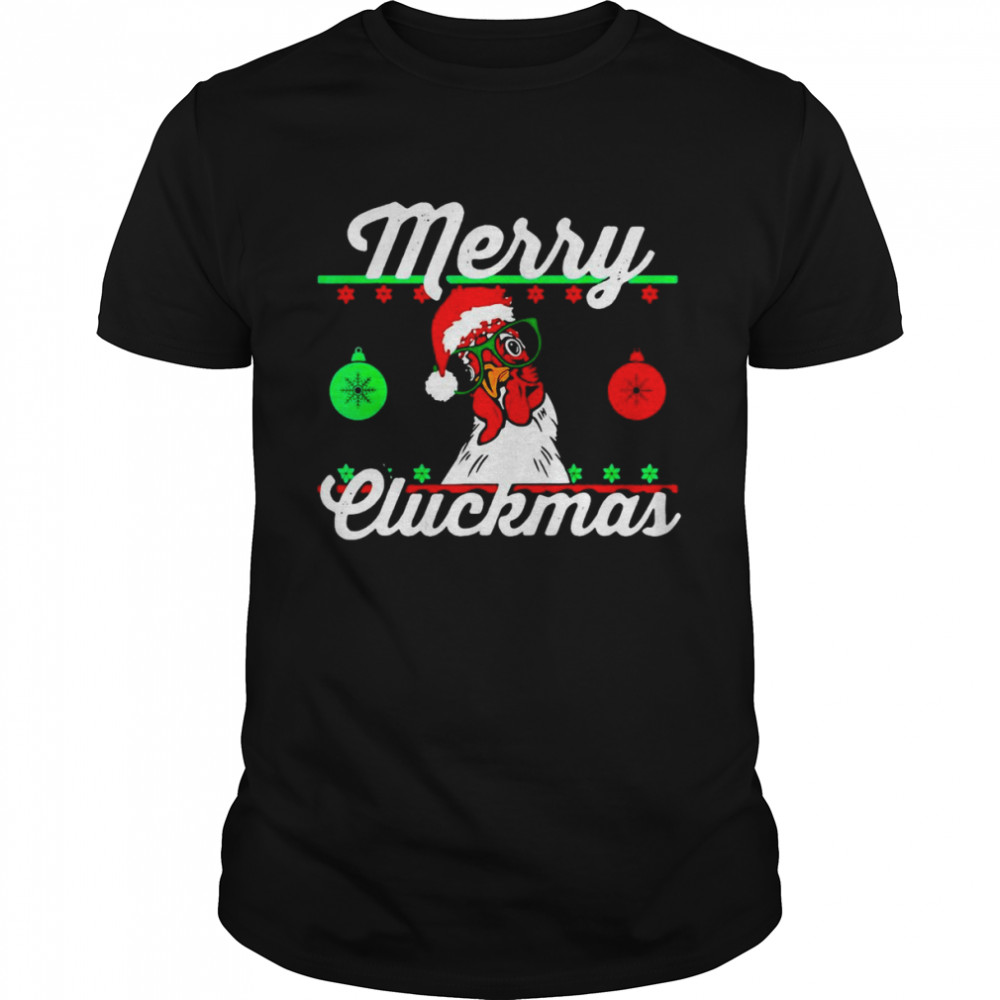 Merry Cluckmas Funny Chicken Christmas Sweater  Classic Men's T-shirt