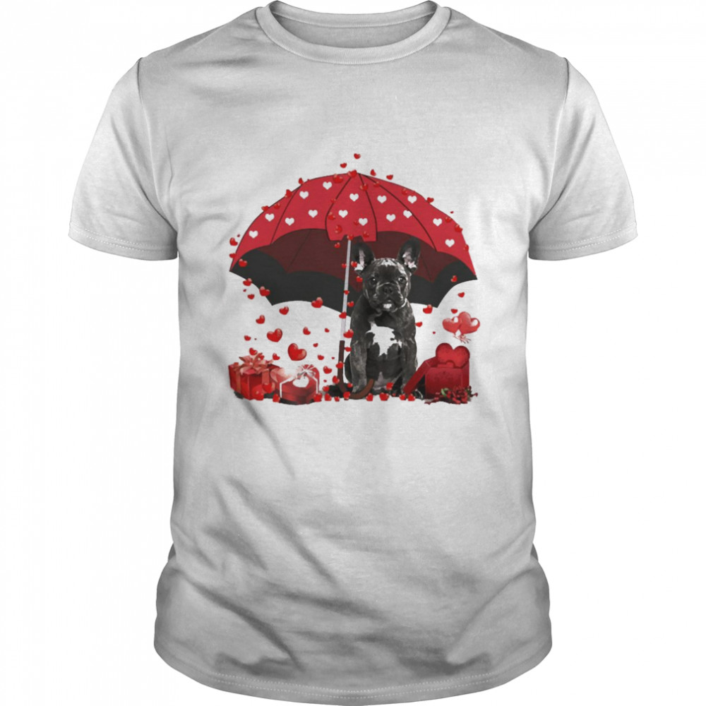 Loving Red Umbrella Black French Bulldog Christmas Sweater  Classic Men's T-shirt