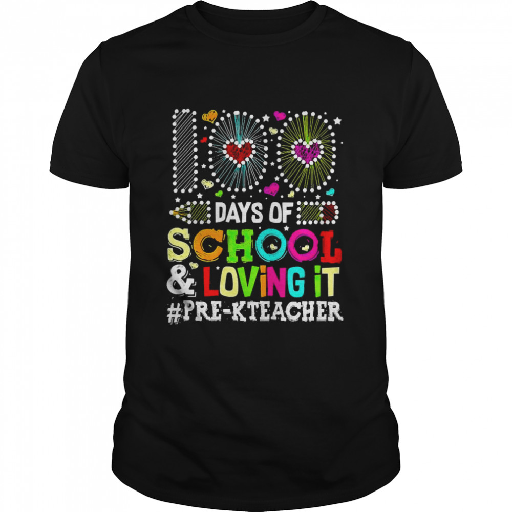 Happy 100 Days Of School And Loving It Pre-K Teacher  Classic Men's T-shirt