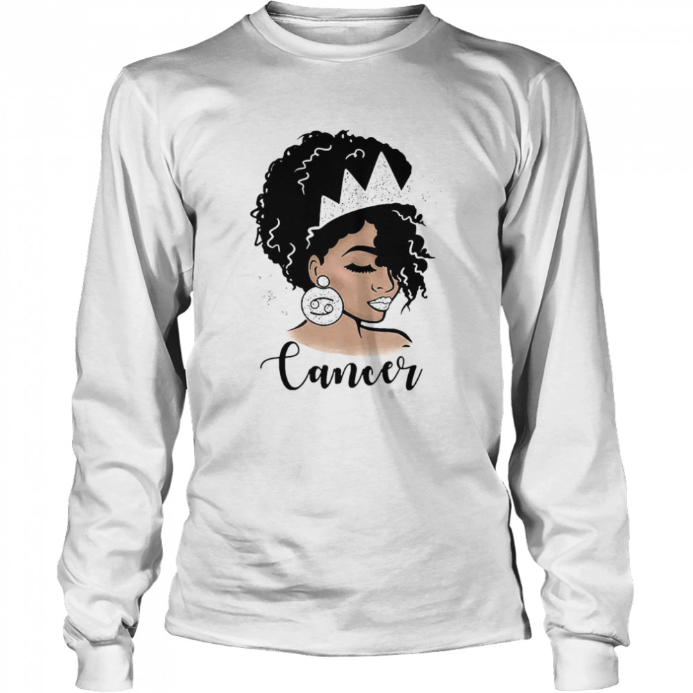 Afro Girl Zodiac Astrology Signs Cancer  Long Sleeved T-shirt