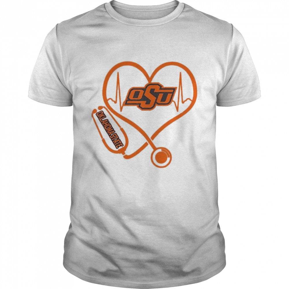 Nurse Love Oklahoma State Cowboys Heartbeat  Classic Men's T-shirt