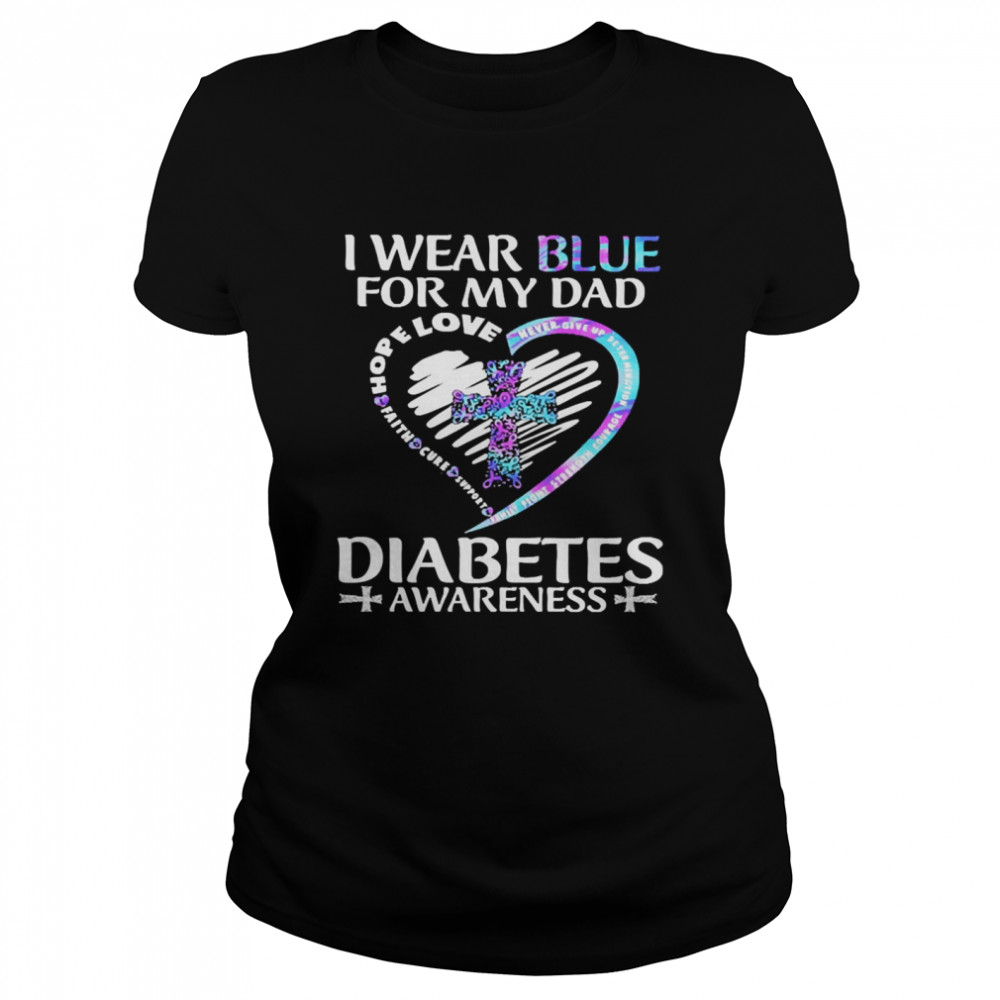 Jesus I Wear Blue For My Dad Hope Love Jesus Diabetes Awareness  Classic Women's T-shirt