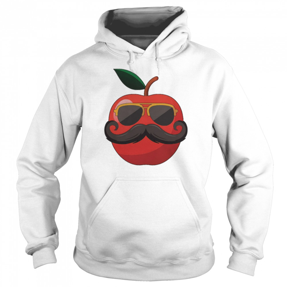 Apple Mustache Tshirt Funny Cool Apple Fruit With Mustache  Unisex Hoodie