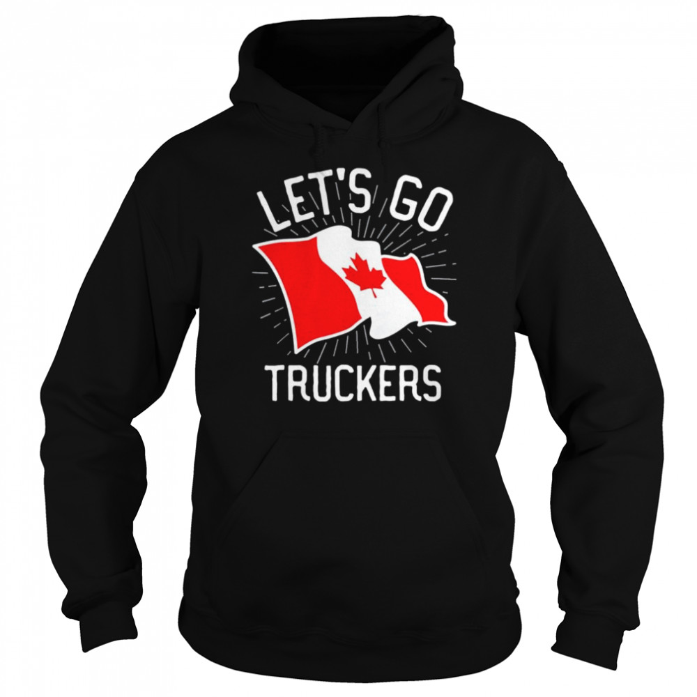 Freedom Convoy 2022 Lets Go Truckers Support Canada Flag shirt Unisex Hoodie