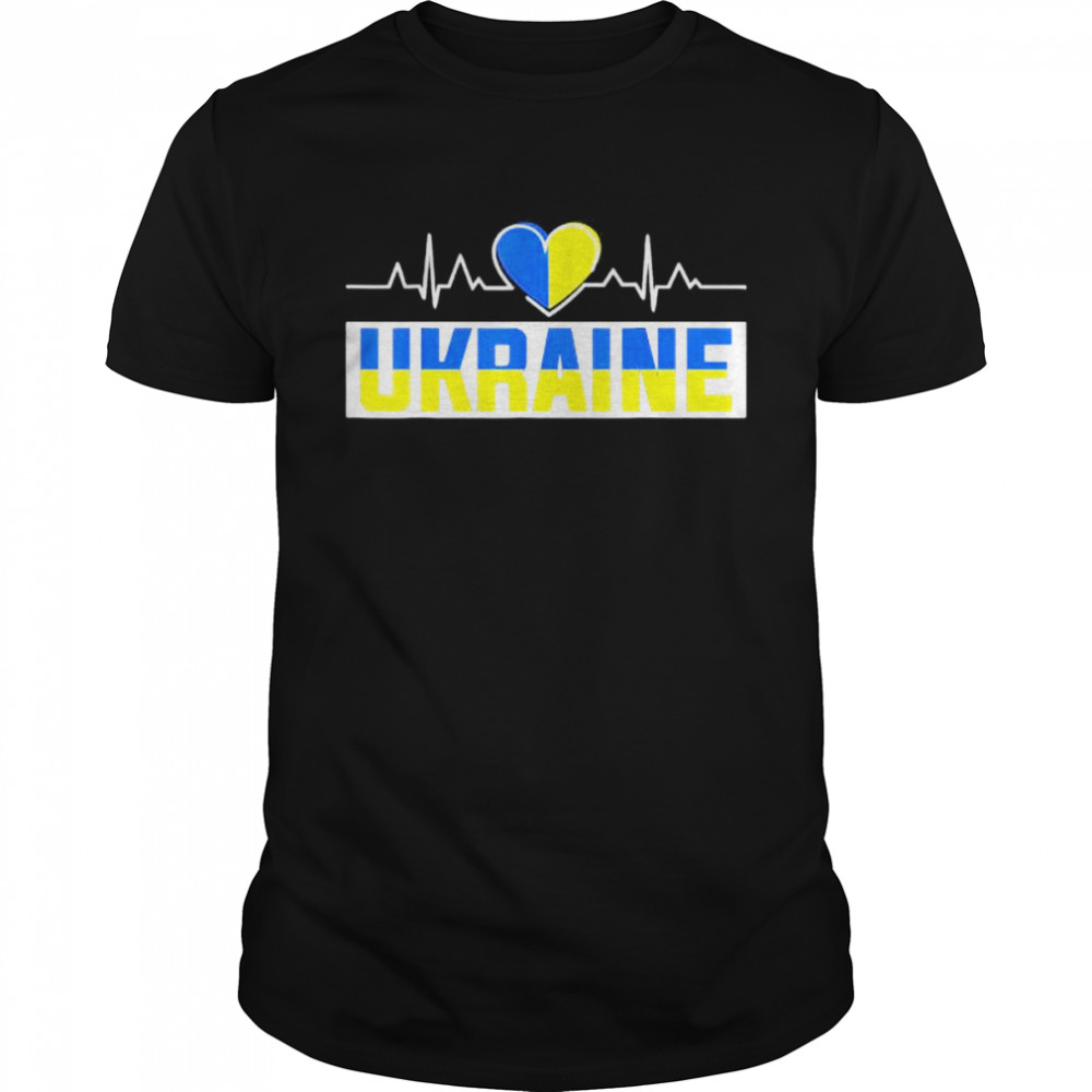 Ukraine Pride Heartbeat I Love Ukraine Flag Heart Costume Free Ukraine shirt Classic Men's T-shirt