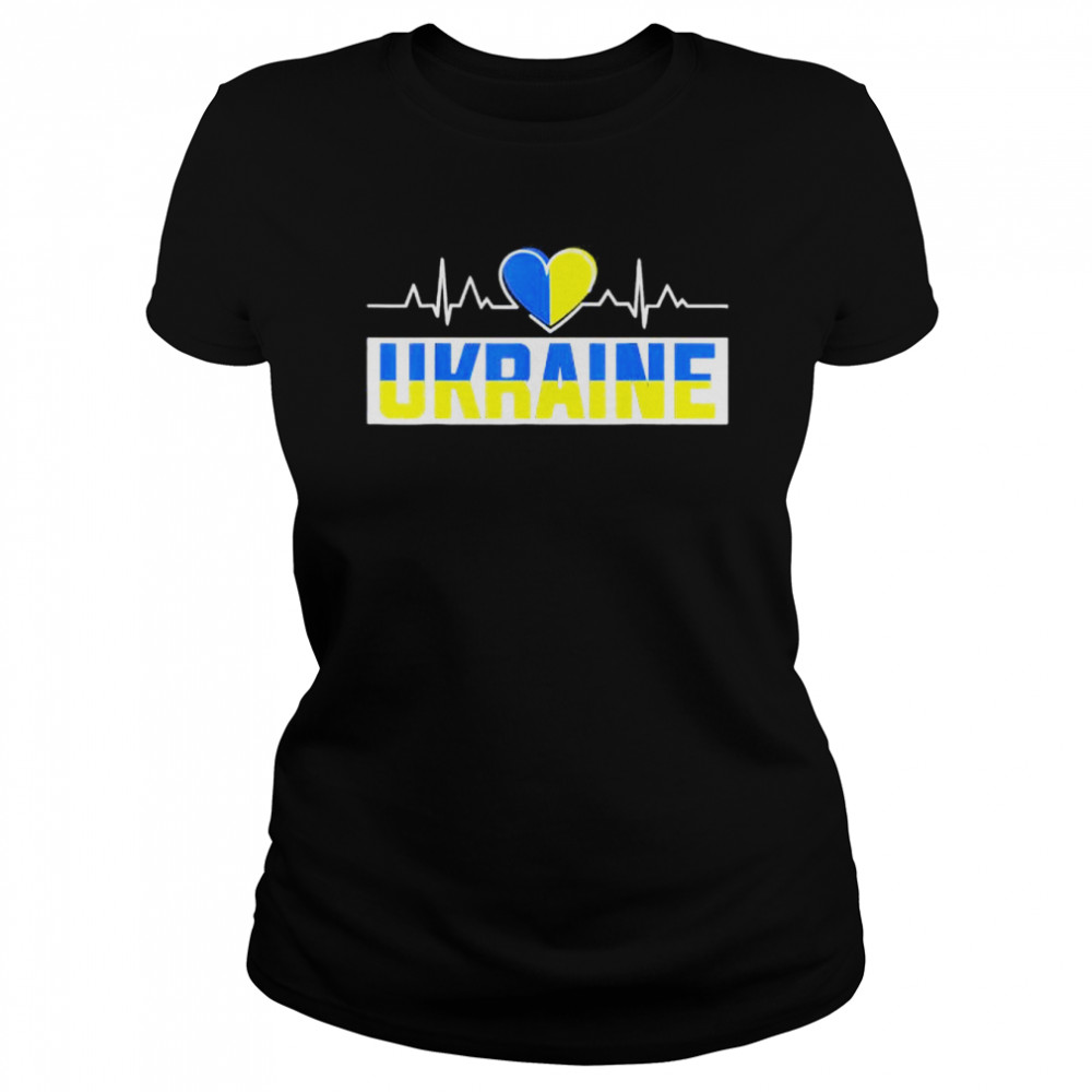 Ukraine Pride Heartbeat I Love Ukraine Flag Heart Costume Free Ukraine shirt Classic Women's T-shirt