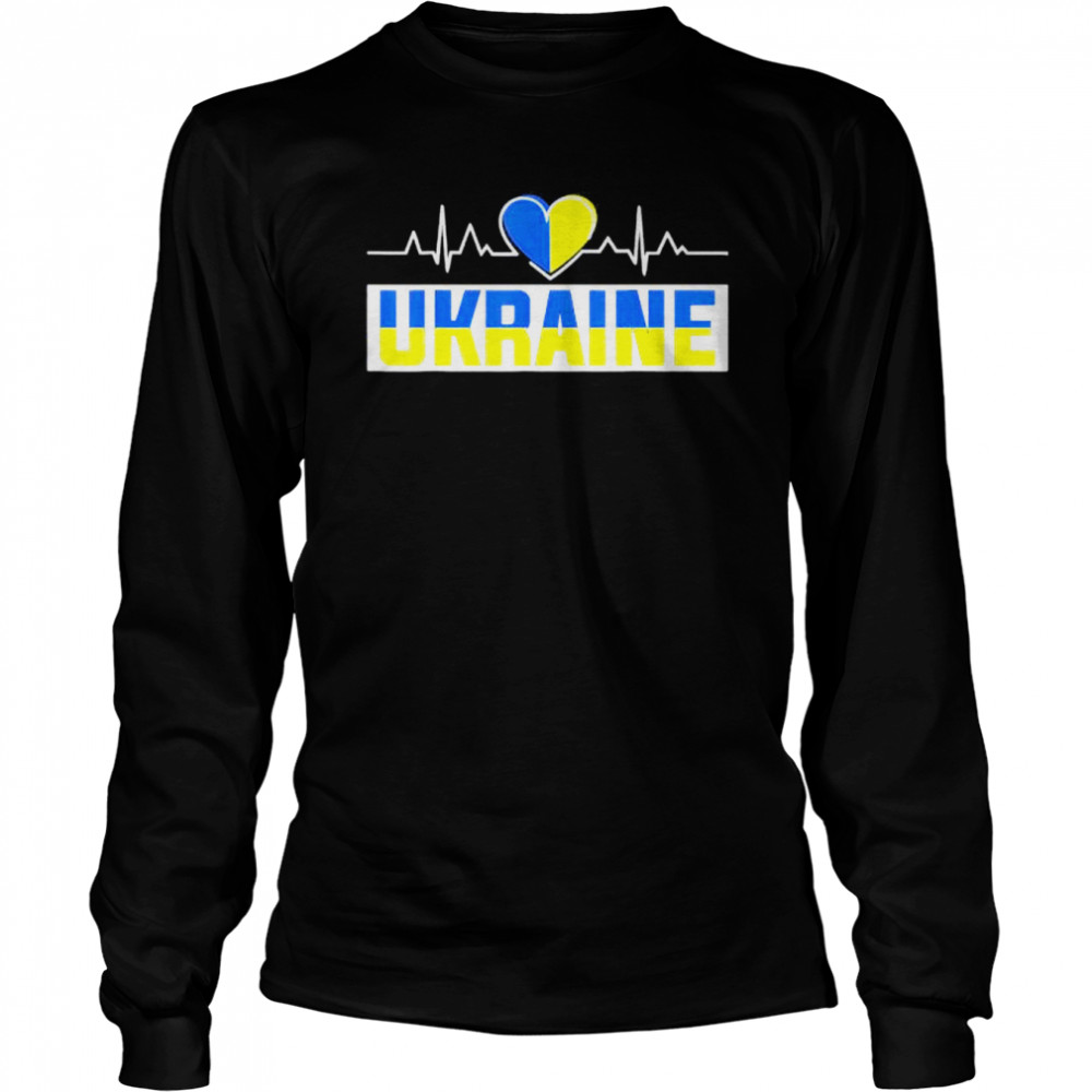 Ukraine Pride Heartbeat I Love Ukraine Flag Heart Costume Free Ukraine shirt Long Sleeved T-shirt