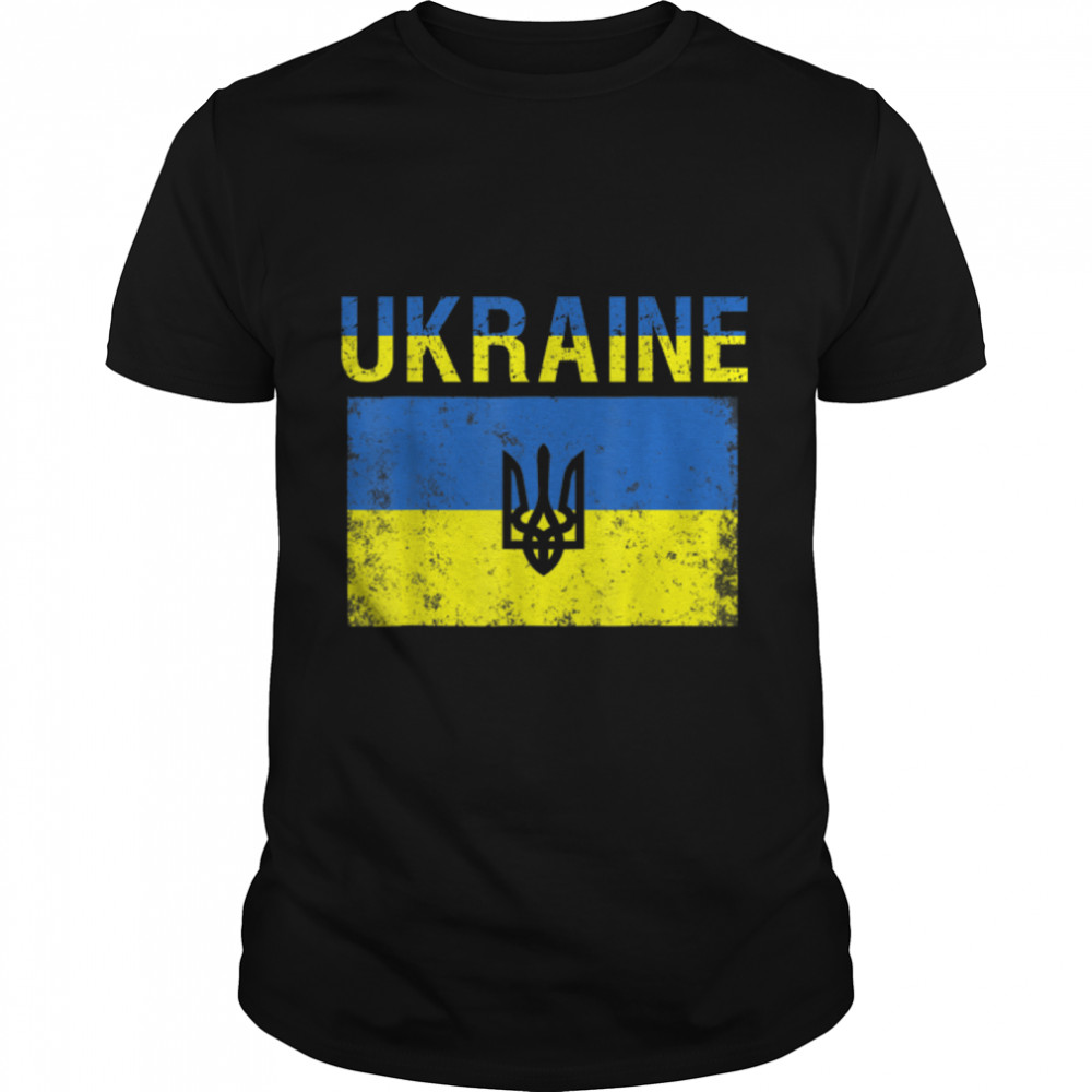 Support Ukrainians Flag Vintage Ukraine Ukrainian Flag Pride T-Shirt B09TPLKXCL
