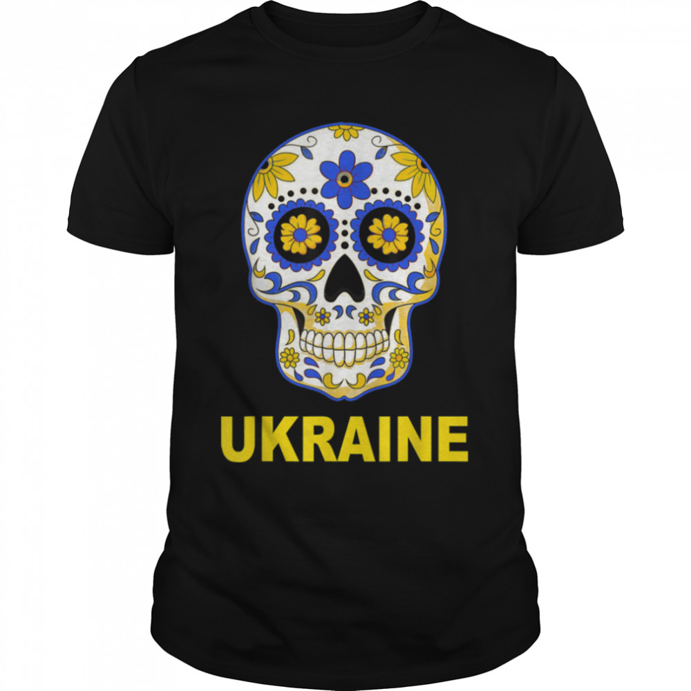 Ukraine Flag Ukrainian Skull T-Shirt B09TPMJBR7