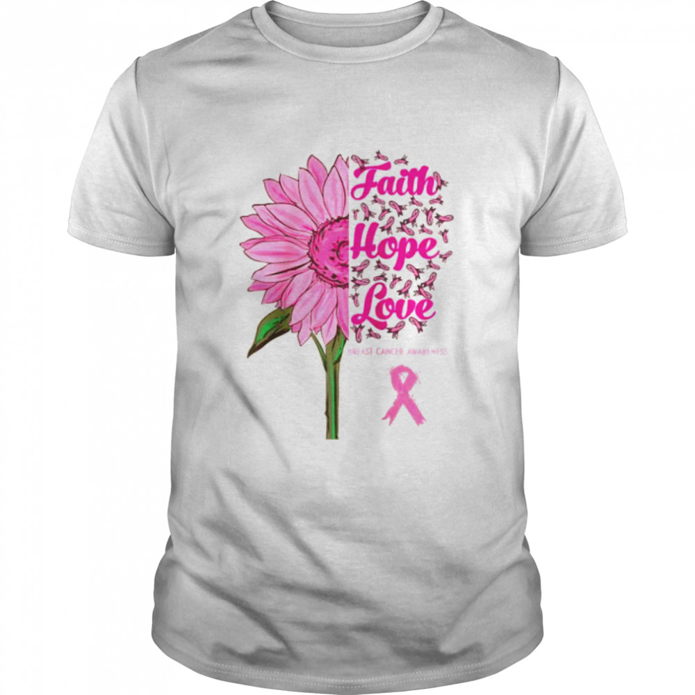 Breast Cancer Awareness Cute Pink Sunflower Shirt