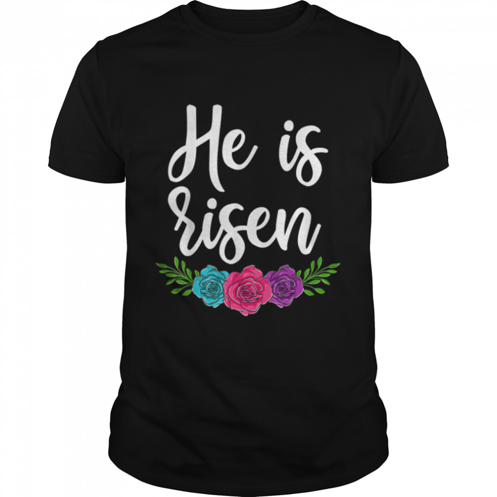 Happy Easter Day Christian , He Is Risen Women Floral T- B09W95NVDG Classic Men's T-shirt