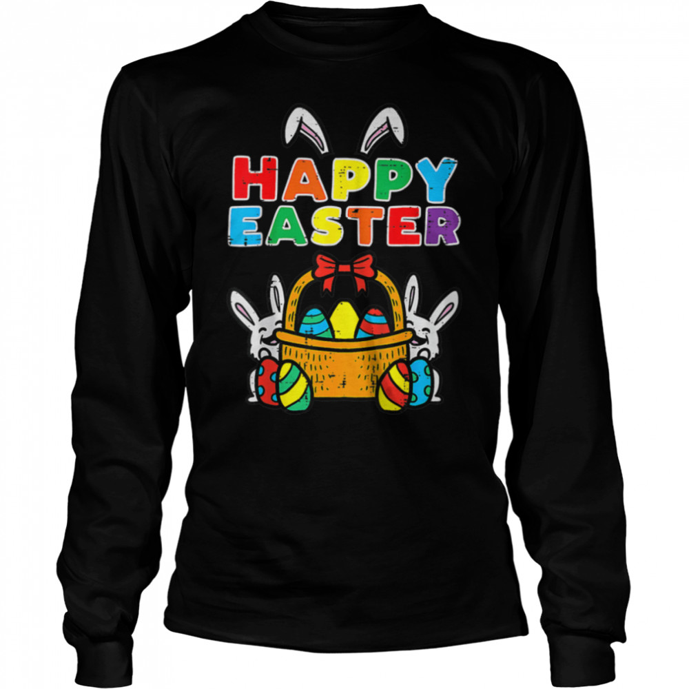 Kids Happy Easter Bunny Eggs Basket Cute Rabbit Men Women Kids T- B09W9723FQ Long Sleeved T-shirt