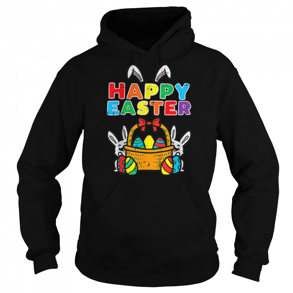 Kids Happy Easter Bunny Eggs Basket Cute Rabbit Men Women Kids T- B09W9723FQ Unisex Hoodie