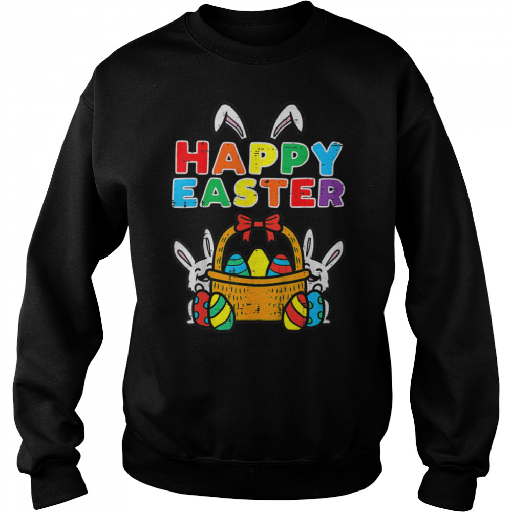 Kids Happy Easter Bunny Eggs Basket Cute Rabbit Men Women Kids T- B09W9723FQ Unisex Sweatshirt