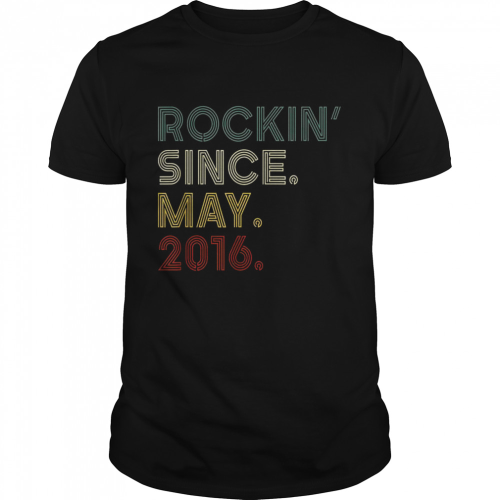 Vintage 6th Birthday Rockin’ Since May 2016 6 Years Old  Classic Men's T-shirt