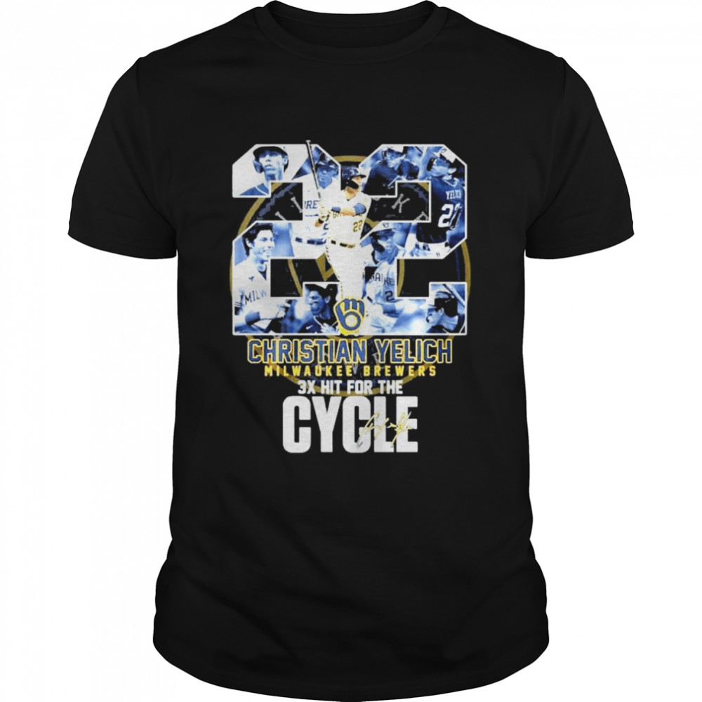 22 christian yelich milwaukee brewers 3x hit for the cycle shirt